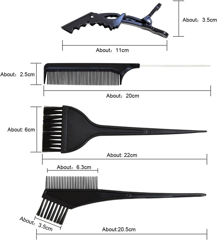6Pcs Hair Dye Set Hair Colouring Tools Tinting Brush Mixing Bowl Double-Sided Coloring Comb Crocodile Hair Clips Pin Tail Comb