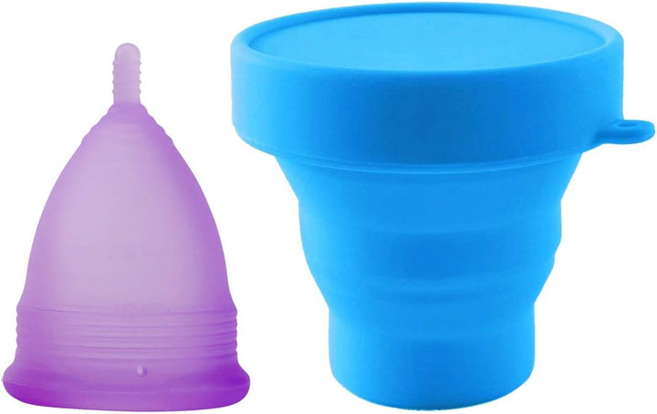 Reusable 2 Pcs Menstrual Cups with 1 Pc Silicone Cup and 1 Pc Storage Bag, Period Cup
