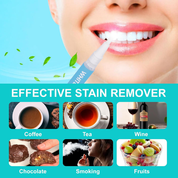 LED Teeth Whitening Kit: Blue Light Teeth Whitener with Bleaching Gel - Effectively Removes Stains from Coffee, Tea & Smoking - Safe, Fast, and Gentle for Sensitive Teeth