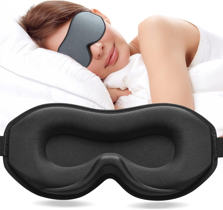 Upgraded Sleep Mask, Perfect Sleeping Mask for Side Sleepers, 3D Ultra Soft Comfortable Eye Masks for Sleeping Women Men Kids with Adjustable Strap, Blindfold for Travel/Sleep/Nap, Black