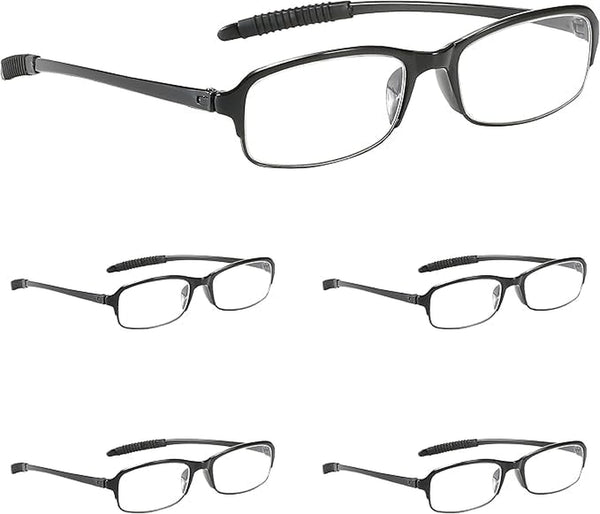 PROFLEX Sparespecs Reading Glasses (Value 5 Pack) - Lightweight, Impact Resistant, Scratch Resistant, Bendy, Flexible, Anti-Slip, Unisex (Mens + Womens) +1.0, +1.5, +2.0, +2.5, +3.0, +3.5, +4.0 (Oval)