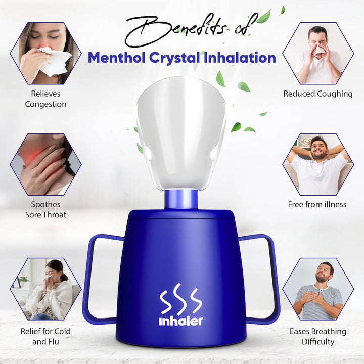 UK Steam Inhaler Cup with Powerful Menthol Crystals and Nasal Stick | the Personal Steam Inhaler Provides Relief from Flu, Colds, Blocked Nose and Cough | Suitable for Adults and Kids