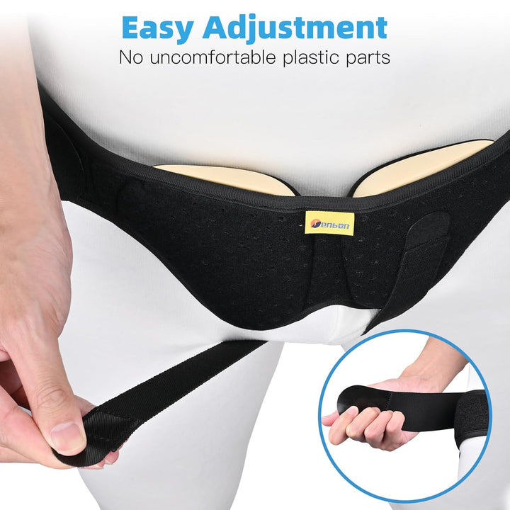 Hernia Belt for Men and Women Flexible Adjustable Inguinal Groin Hernia Belt Support Truss Pain Relief Recovery Strap with 2 Removable Compression Pads Comfortable Material (M)