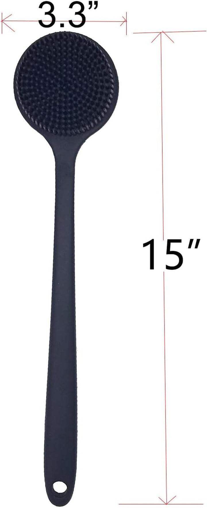 Back Scrubber for Shower Soft Silicone Bath Body Brush with Long Handle (Black)