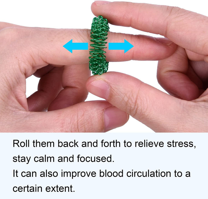 16 Pcs Spiky Sensory Finger Rings, Metal Acupressure Rings, Silent Anxiety and Stress Relief Fidget Ring Set for Teens, Adults - 8 Colours