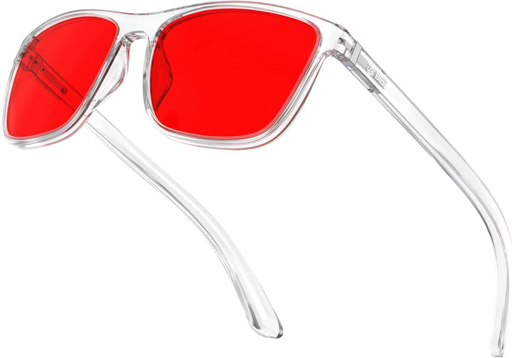 Dark Red Lens Sleep Glasses, 100% Blue & Green Light Blocking Glasses for Better Sleep, anti Eyestrain Women Men