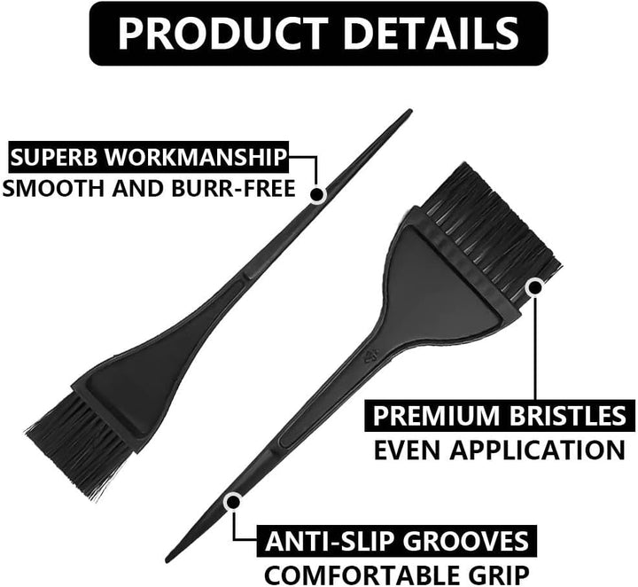 2Pcs Hair Coloring Brush,Salon Grade Haír Tint Brush,Hair Dye Brúsh,Single-Sided Haír Dyeing Comb Brúsh for Háir Salon Use,Diy Coloring,Highlights,Háir Bleaching (Black,Large + Medium)