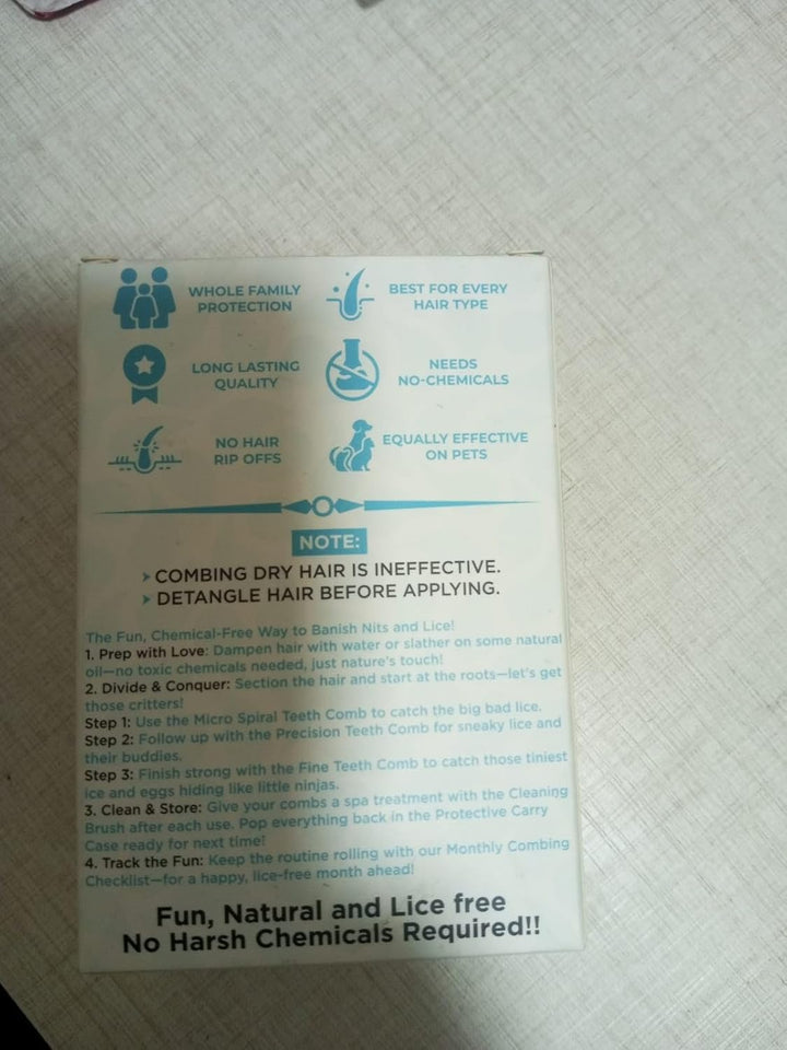 Professional 6-In-1 Nit & Lice Comb Kit | Micro Spiral, Precision & 2× Double-Sided Combs | Brush, Tracker & EVA Case | Reusable, Chemical-Free | for Kids, Adults, Pets (All Hair Types)