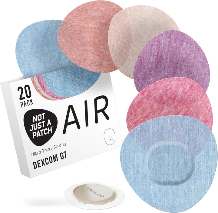 Air Dexcom G7 Adhesive Patches (20 Pack) - Stelo CGM & Dexcom G7 over Patches with Ultra-Hold Durable Sensor Covers - Multicolor