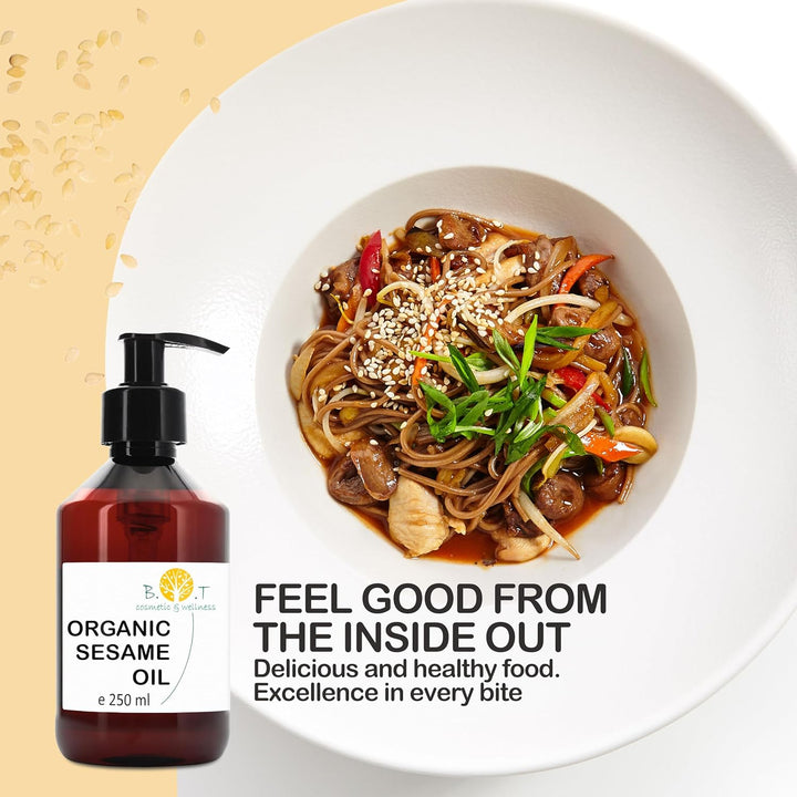 100% Pure and Natural Organic Sesame Oil Extracted from the Cold Pressing of Sesame Seeds. Certified Organic. Skin and Hair Care. Ayurveda Massage Oil - 1000 Ml 1 L 35.2Fl Oz
