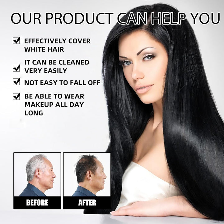 Temporary Root Touch Up,Hair Mascara for Grey Hair,Black Hair Mascara for Grey Hair Cover Up,Root Touch up Stick with Brush,Suitable for Both Men &Women,Quick Dry Gray Root Cover up Smudge(Black)