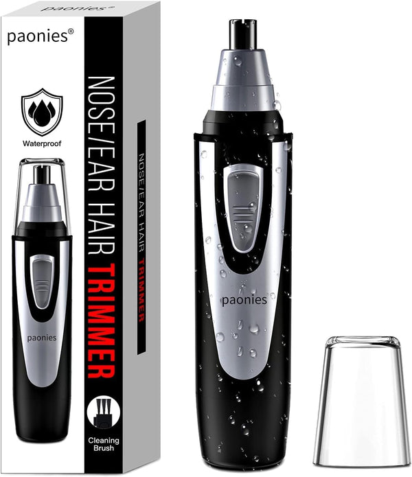 Nose Hair Trimmer for Men and Women, 2025 Professional Painless Ear and Nose Hair Trimmer Clipper, Battery-Operated Facial Hair Removal with IPX7 Waterproof, Dual Edge Blades, Easy to Clean