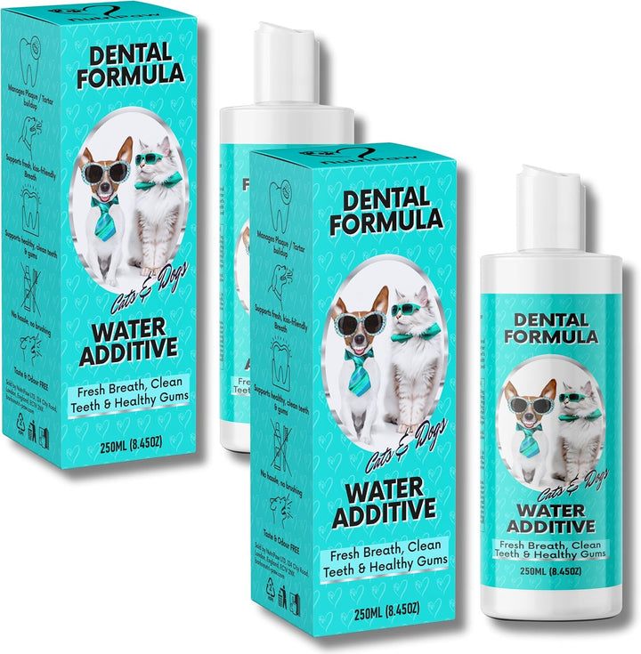 Dental Formula Water Additive for Dogs & Cats - Clean Teeth, Healthy Gums & Fresh Breath - Manage Plaque & Tartar Build-Up - Fuss-Free - No Brushing Needed - Cat/Dog Mouthwash & Oral Health