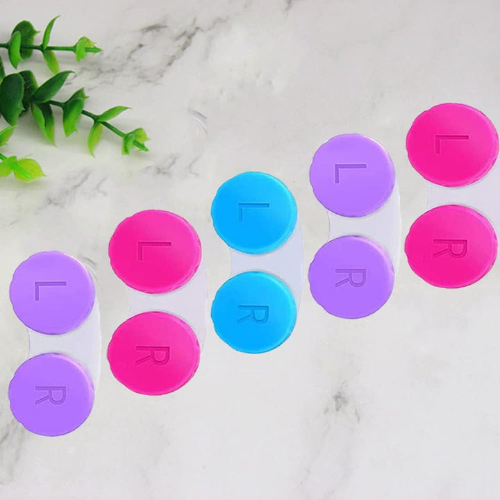 6 Packs Contact Lens Cases, Contact Lenses Holder Box with Left/Right Caps for Home Travel Outdoor