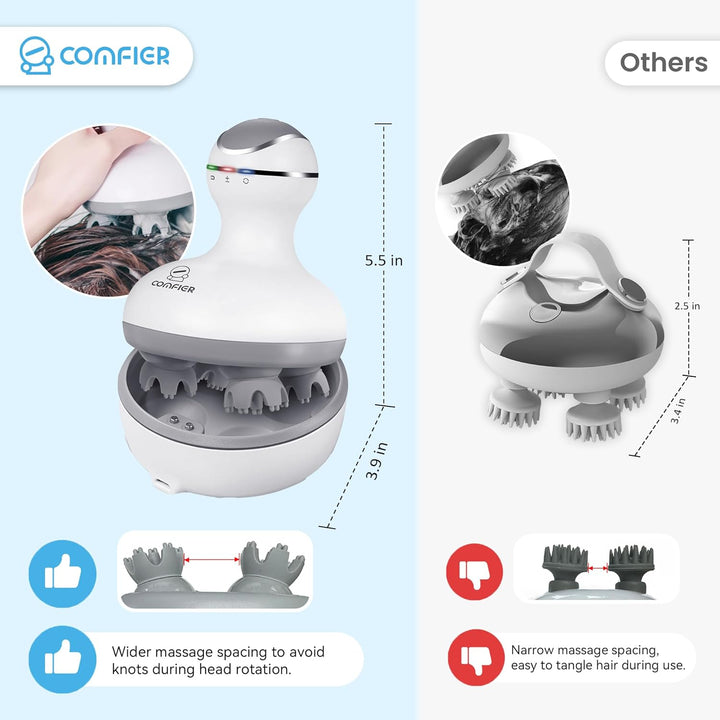 Cordless Hair Scalp Massager, Electric Head Massager with Kneading 84 Massage Nodes, Handheld Portable Head Scratcher Massager for Hair Growth, Deep Clean and Stress Relax, Gifts for Women Men