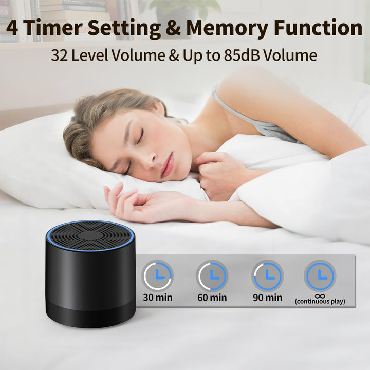 Sound Machine Mini White Noise Brown Noise Machine with 30 Soothing Sounds Loud Speaker Portable Rechargeable Baby Sleep Machine 4 Timers Memory Function for Newborn Kid Adults & Home Travel