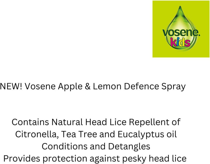 Kids Apple & Lemon Head Lice Defence Spray 150Ml, Conditioning and Detangling Natural Head Lice Repellent with Tea Tree Leaf, Citronella and Eucalyptus Oil, Helps to Keep Headlice at Bay.