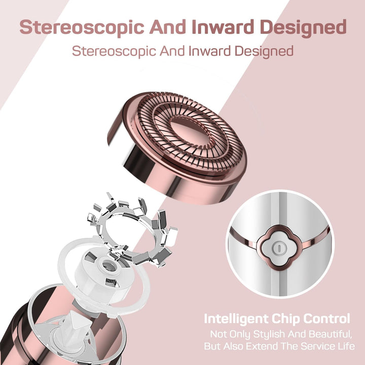 Facial Hair Remover for Women,Hair Removal Device Rechargeable,Epilator for Women for Face Included 2 X Replacement Heads,Painless Lady Shavers,For Lip,Mustache, Chin