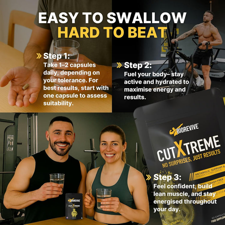 Cut Xtreme Thermogenic Fat Burner – New Formula Vegan 780Mg Capsules with L-Carnitine, Green Tea, B Vitamins & Caffeine for Energy, Focus & Metabolism Support, Pre-Workout Supplement