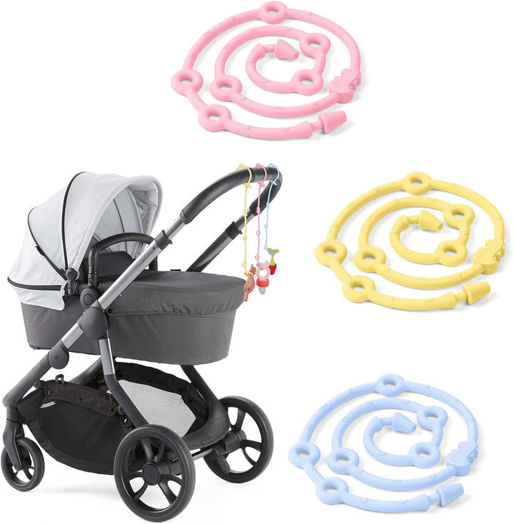 Silicone Toy Clip - 2Pcs Food-Grade Silicone Pacifier & Sippy Cup Strap, Adjustable Stroller Clip, Baby Anti-Drop Toy Chains (Blue/Green)