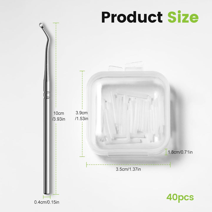 Ingrown Toenail Corrector Set - 40 Pcs Pain-Free Toenail Straightener Strips with Toenail Lifter - Easy Use Ingrown Toenail Tools Kit