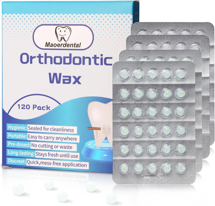 Orthodontic Wax 120 Pack, Easy to Mold Braces Wax, Dental Wax Long-Lasting Hold, Portable and Easy to Tear,Food Grade Relief Wax for Home Travel Office (Unscented)