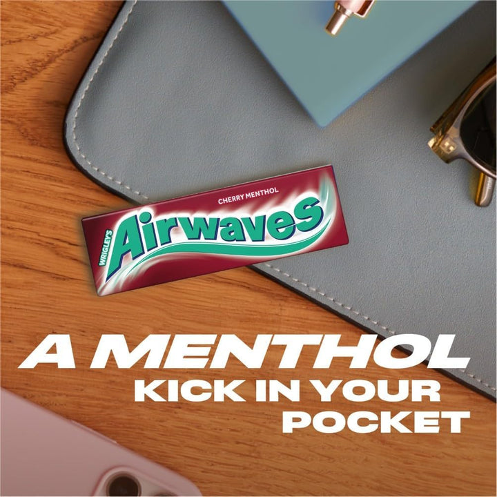 Chewing Gum Cherry Menthol, 30 Packs of 10 Pieces, Sugar Free Chewing Gum Bulk Pack with Menthol Freshness (300 Pieces)