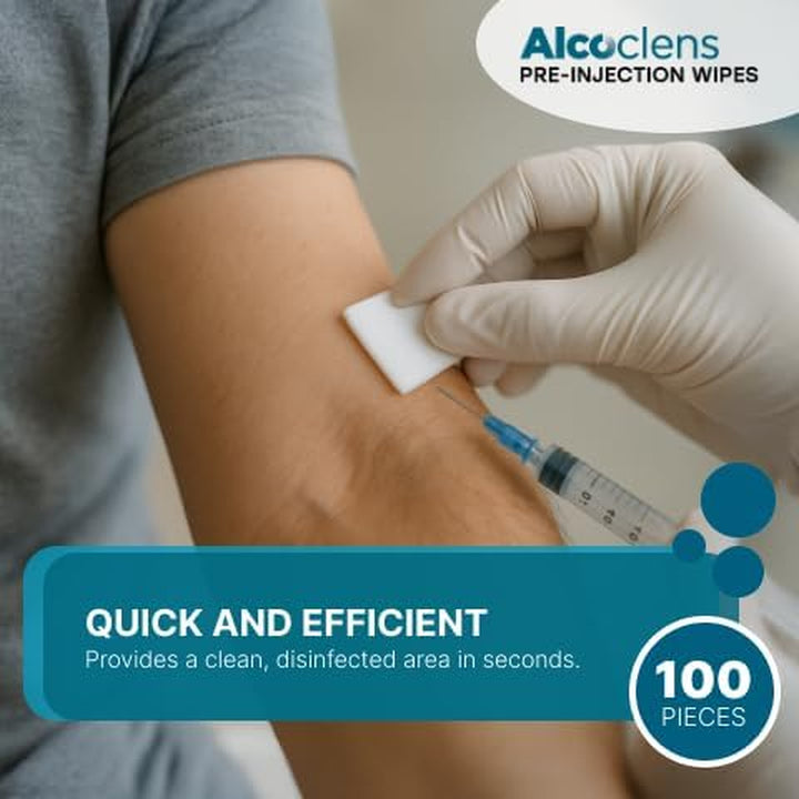 Pre-Injection Alcohol Wipes/Swabs Box of 100 Sachets