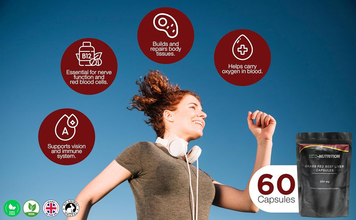 Grassfed Beef Liver Capsules 500Mg - Supports Liver, Brain, and Heart Health