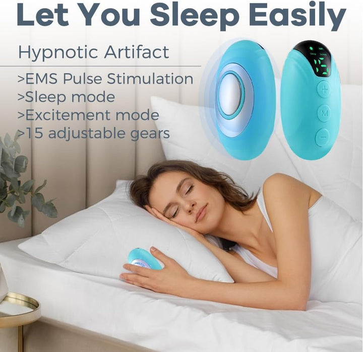 Sleep Aid Device, Holding Portable Calm Carry Sleep Aid, USB Rechargeable Anxiety Relief for Adults, 2 Modes Microcurrent Compact Sleep Aids for Adults Insomnia, Calm Palm Device-Blue