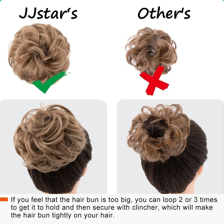 Messy Hair Bun Curly Wavy Hair Scrunchies Accessories Pieces for Women Girls Synthetic Chignons (Dark Brown)