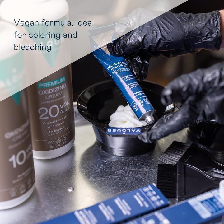 VALQUER Stabilized Hydrogen Peroxide Cream 20 Volume 6%, Oxidizer for Permanent Hair Coloring and Bleaching. Vegan Formulation with Natural Ingredients. Professional Use. 1L.