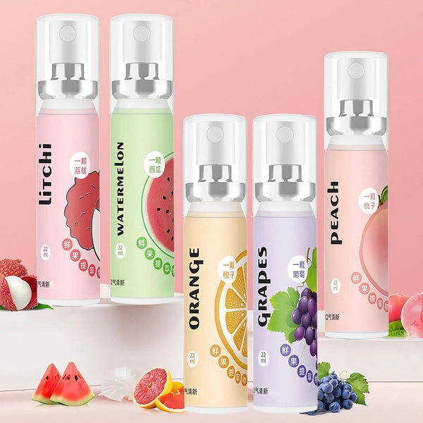 Fruit Breath Liquid,Breath Freshener Liquid & Dry Mouth Agent,Oral Odor Solution for Adults,Portable Optimized Oral Agent, Includes 5 Flavors (Peach, Orange, Watermelon, Lychee, Grape) - 5PCS