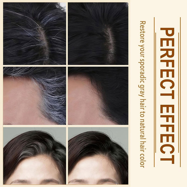 Hair Mascara Root Touch Up, Dark Brown Temporary Hair Dye Mascara, Grey Hair Cover up Waterproof Root Cover Up, Quick Dry Smudge-Proof Hair Concealer Mens Beard Dye Brush