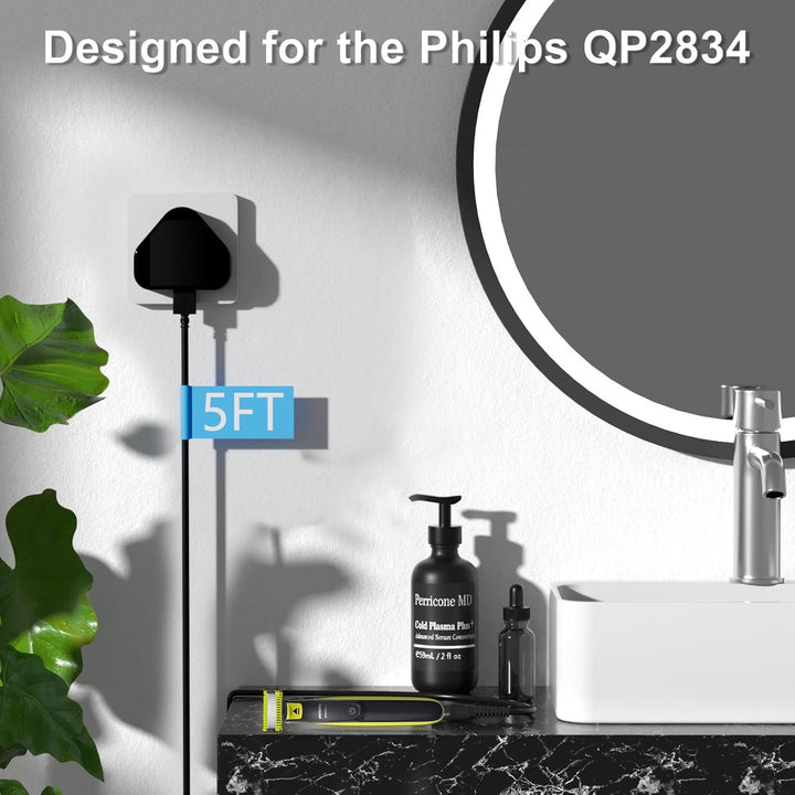 5V Shaver Charger Compatible with Philips One Blade QP2824, QP2834, QP2724, QP2734, QP1924, X3053, MG5910, MG7910, S3145, 3000X, 5000X, MG9510, X5006, PQ888, Charging Shaver Power Cable