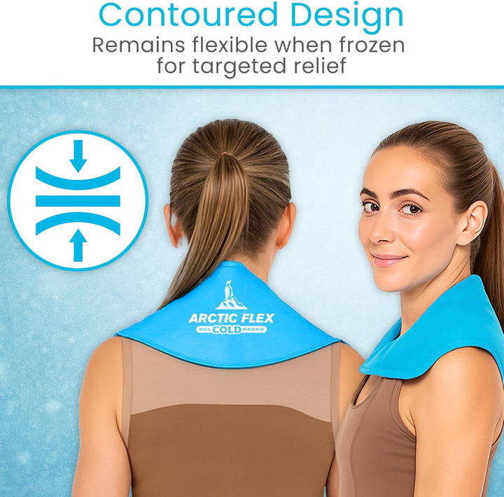 Neck Ice Pack - Cold Compress Shoulder Therapy Wrap - Cool Reusable Medical Freezer Gel Pad for Swelling, Injuries, Headache, Cooler - Flexible Hot Microwaveable Heat - Men, Women (1 Pack)