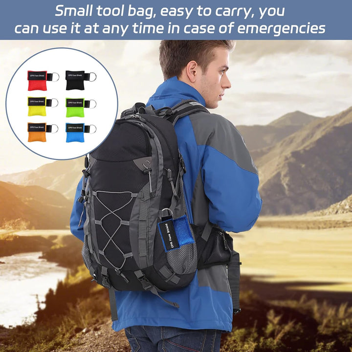 6 Pcs CPR Mask,Cpr Face Shields Keyring,Anti Choking Device,Face Mask Pocket,Shields Aid Chocking Devices Emergency,Equipment Keyring,Rescue Shield