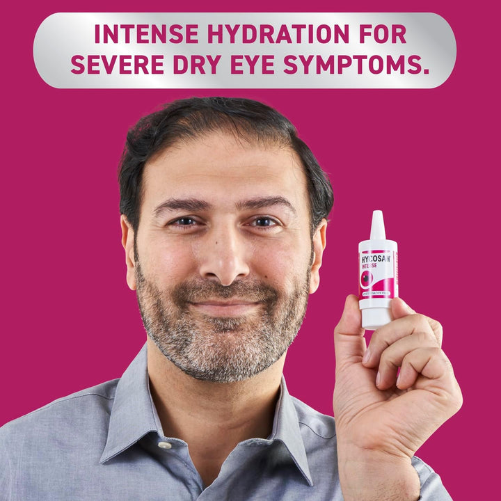 Hycosan Intense Twin Pack - Eye Drops for Long-Lasting Intensive Lubrication & Instant Relief for Itchy, Burning Sensations and Severe Dry Eyes - Preservative Free - 2X225 Measured Doses