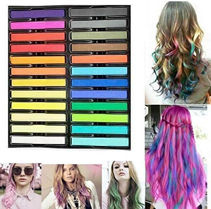 Hair Chalk, 24 Colors Set Non-Toxic Temporary Hair Color Chalk Dye Soft Pastels for Women and Girls Hair