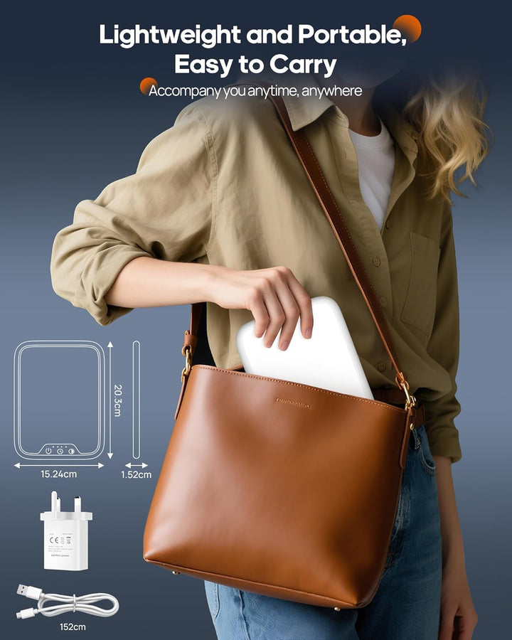 SAD Lamp, 10000 Lux Light Therapy Lamp for Depression, Sad Light Uv-Free with 3 Colors Temperature, Stepless Brightness, 4 Timer Setting, Daylight Lamp Portable Light Therapy Box for a Happy Mood