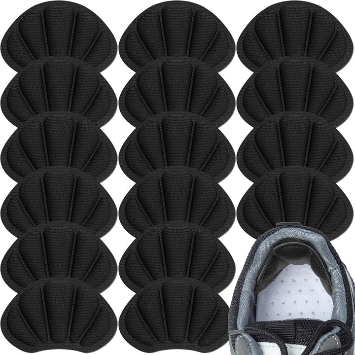Heel Cushion Pads, 8 Pcs Mesh Self-Adhesive Heel Cushion Inserts for Back of Heel, Heel Grips Pads Prevent Shoes Too Big for Women Men, Black
