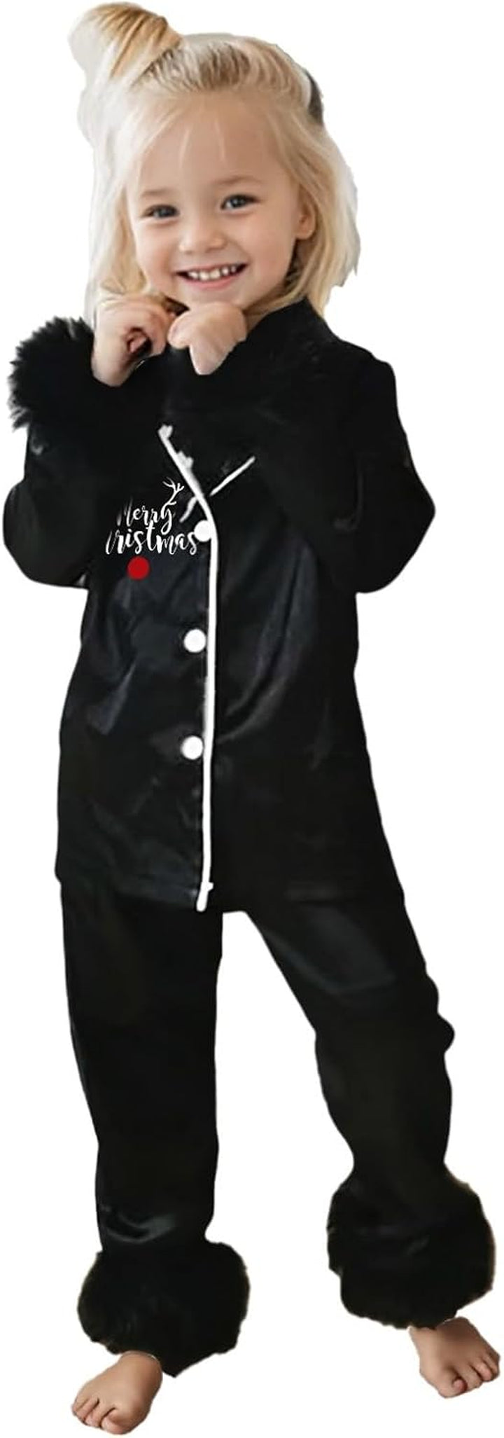 Children Cute Print Casual Comfort Pajamas Set Long Sleeve Shirt Trousers Two Sets Artificial Christmas Tree