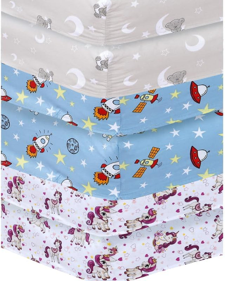 2 X Cot Bed Fitted Sheets, 60 X 120 Cm Easy Care Fine Quality Breathable Polycotton Cot Sheet (Sleeping Teddy-60 X 120Cm)