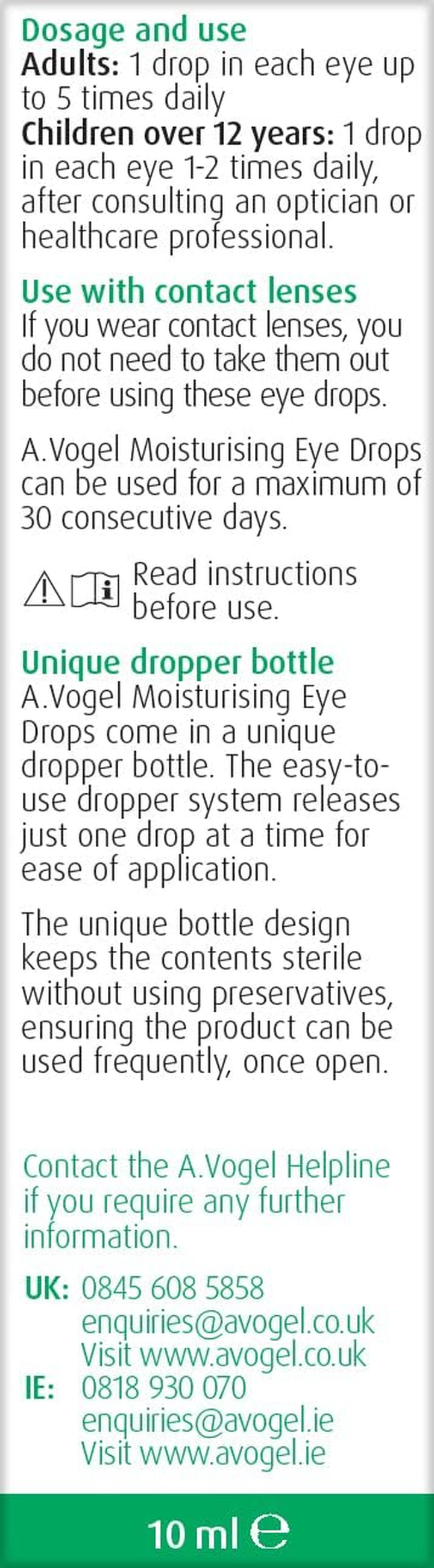 Moisturising Eye Drops 10Ml | for Very Dry and Irritated Eyes | Contact Lens Friendly | with Euphrasia & Hyaluronic Acid