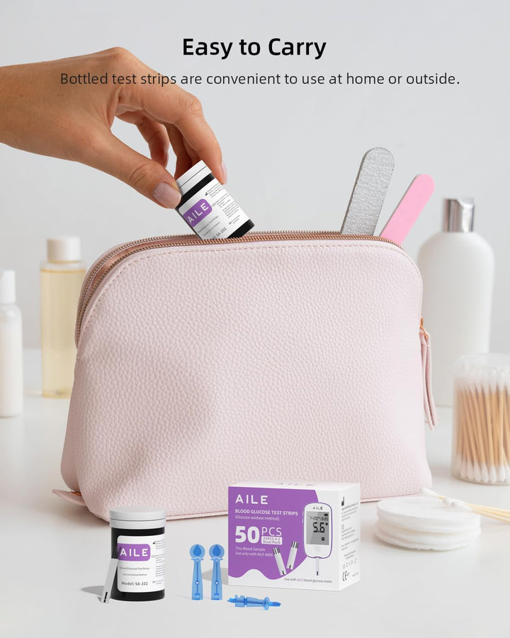 Blood Glucose Test Strips for Diabetics:  Blood Sugar Test Strips 50 PCS - 50 Lancets for Home Use - Only Use with A608 A601 A606 A616 W33 Blood Glucose Monitor