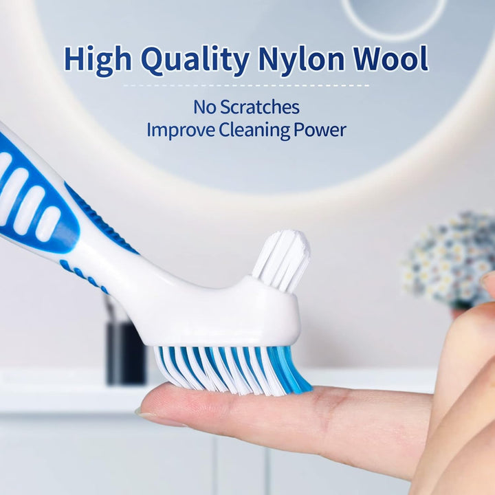 2 Denture Brush with Double Side Soft Bristles, Denture Cleaning Toothbrush for Cleaning Denture, Retainers,Invisible Braces