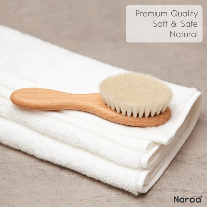 ® Natural Baby Hair Brush Soft | Safe Wooden Handle & Smooth Goat Bristles for Newborns Toddlers | Maintain Scalp Health, Prevent Cradle Cap | Girl Boy Gift Registry