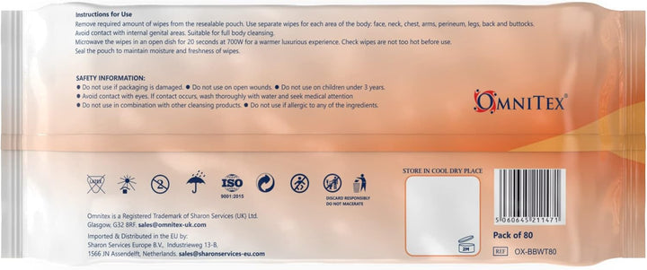 80X  Thick Luxury Body Cleansing Wipes - Microwaveable | Large Rinse Free Bed Bath Wipes for Elderly | with Aloe Vera & Vitamins | Nourish, Cleanse, Protect | Paraben & Alcohol Free