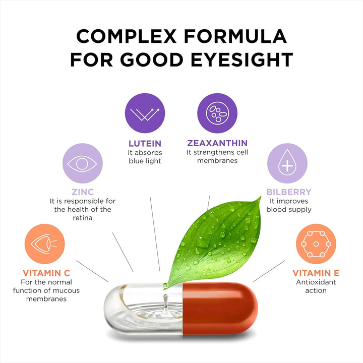 Excellent Vision with 1 Capsule/Day. Concentrated Composition. Multidirectional Action. Liquid Formula for Complete Absorption and Faster Effect. Laboratory Tested. (30 Servings)