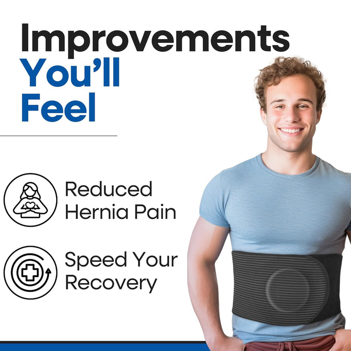 Hernia Belt for Men or Women | C Section Belly Binder & Abdominal Binder | Post Surgery & Pregnancy Tummy Tuck | Hysterectomy, Umbilical Hernia | Postpartum Belly Band & Belly Wrap | (L/XL) 29" - 49"